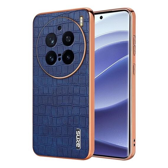 Per vivo X200 Pro AZNS Custodia per telefono con copertura completa in coccodrillo con cornice elettrolitica (blu)