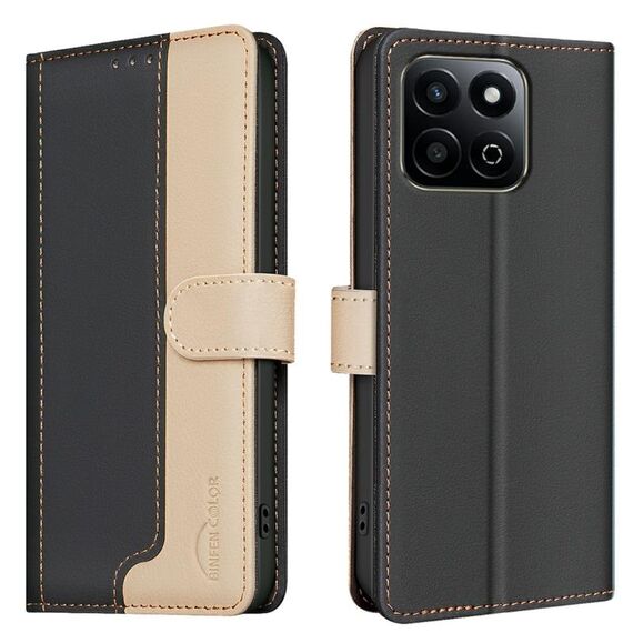 Per Honor 200 Smart / X7C Custodia per telefono in pelle antifurto RFID abbinata ai colori (nera)