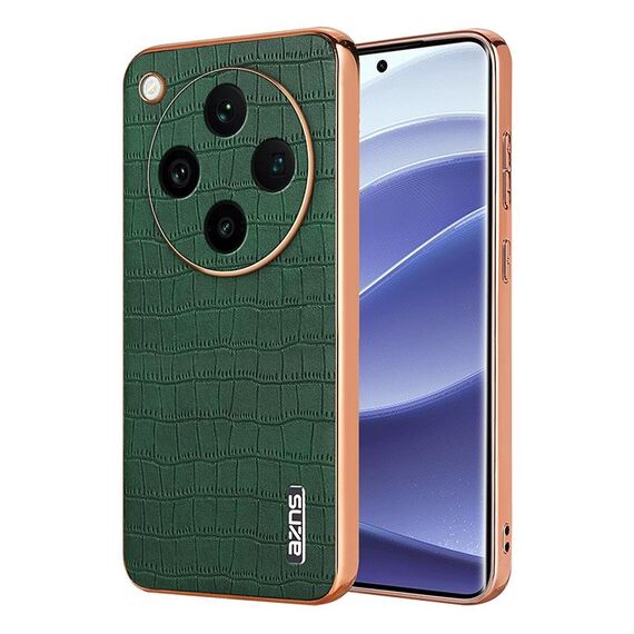 Per OPPO Find X8 Pro AZNS Custodia per telefono con copertura totale in coccodrillo con cornice elettrolitica (verde)
