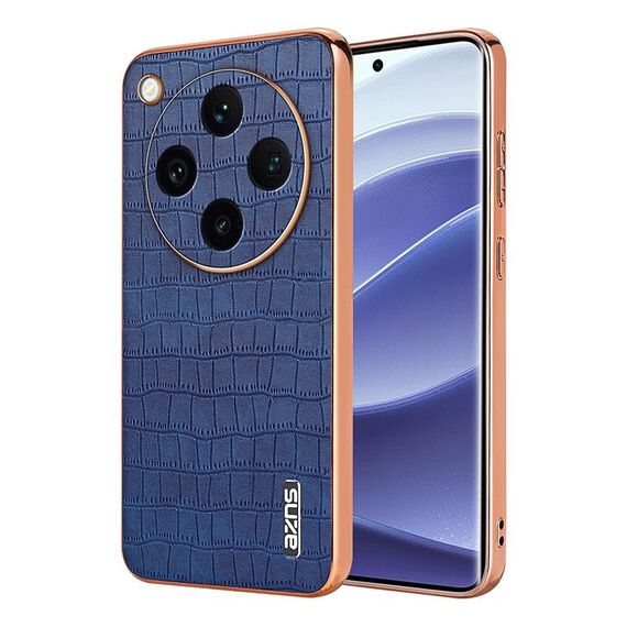 Per OPPO Find X8 Pro AZNS Custodia per telefono con struttura elettrolitica e texture a coccodrillo, copertura totale (blu)