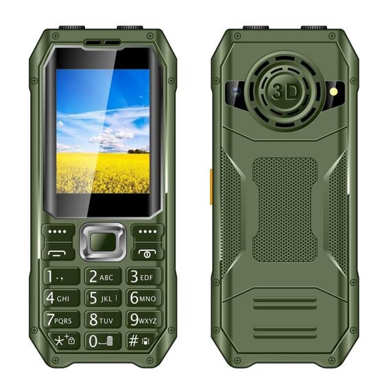Telefono con tastiera Q6000 Elder, 2,4 pollici, 6800 mAh, doppia torcia, 21 tasti, SOS, FM, doppia SIM, GSM, spina: spina USA (verde)