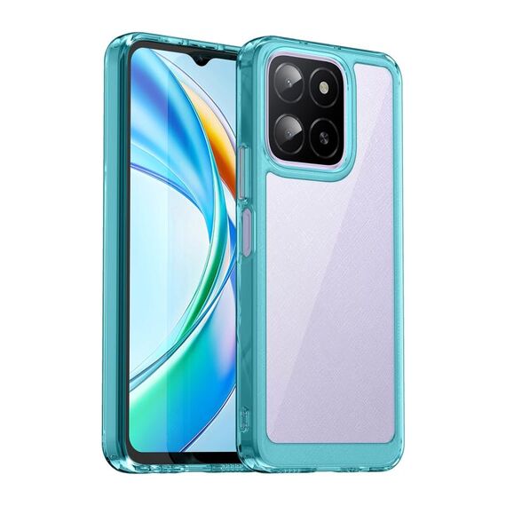 Custodia per telefono in TPU ibrida acrilica serie Colorful per Honor X5b (blu trasparente)