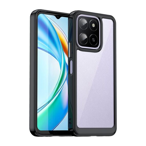 Custodia per telefono in TPU ibrida acrilica serie Colorful per Honor X6a (nera)