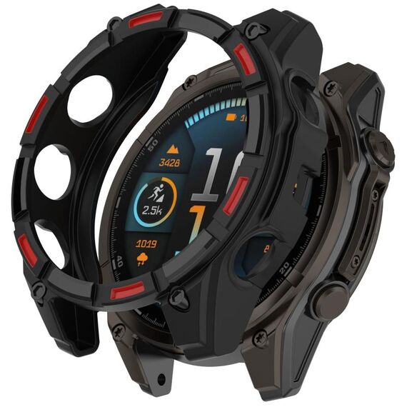 Per Garmin Fenix ​​8 MIP 51mm Solar Armour Hollow TPU Half Coverage Watch Case Solar Version (Nero Rosso)