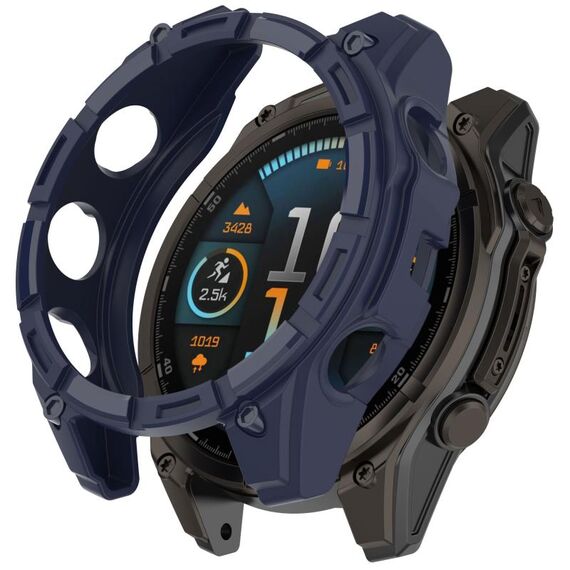 Per Garmin Fenix ​​8 MIP 51mm Solar Armour Hollow TPU Half Coverage Watch Case Solar Version (Blu notte)