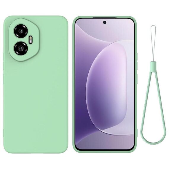 Custodia antiurto in silicone liquido color puro per Honor 300 (verde)