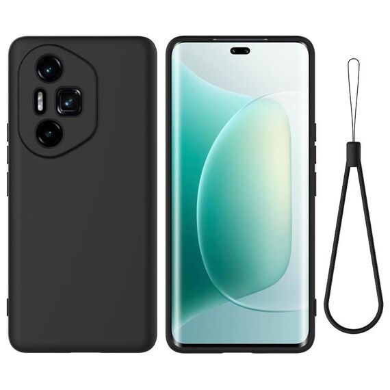 Custodia antiurto in silicone liquido Pure Color per Honor 300 Ultra / 300 Pro (nera)