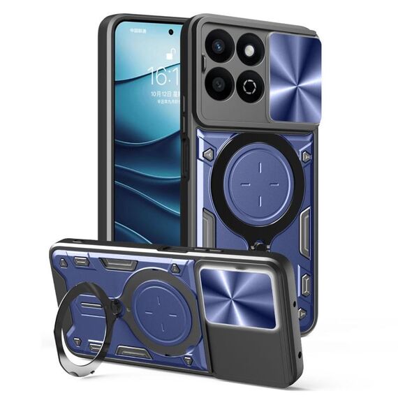 Per Honor 200 Smart CD Texture Custodia per telefono con supporto magnetico scorrevole Camshield (blu)