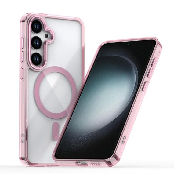Custodia trasparente magnetica MagSafe per Samsung Galaxy S25+ 5G (rosa)