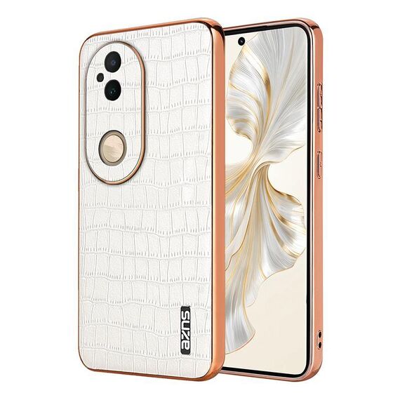 Per vivo S20 AZNS Custodia per telefono con copertura totale in coccodrillo con cornice elettrolitica (bianca)