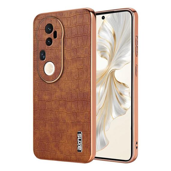 Per vivo S20 Pro AZNS Custodia per telefono con copertura totale in coccodrillo con cornice elettrolitica (marrone)