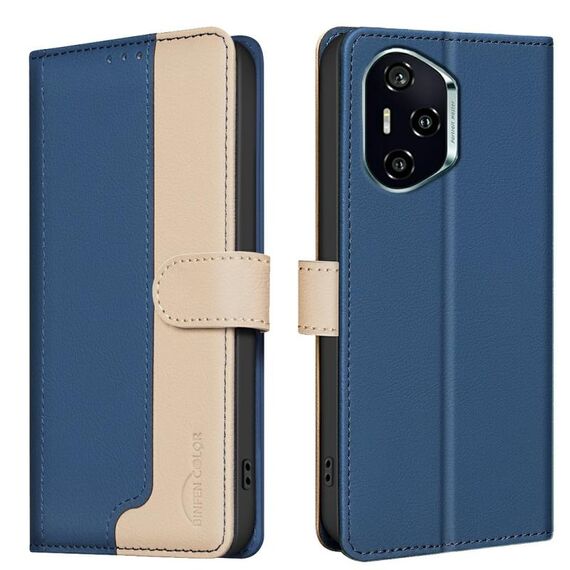 Per Honor 300 Pro / 300 Ultra Custodia per telefono in pelle antifurto RFID abbinata ai colori (blu)