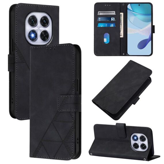 Custodia a tracolla in pelle con stampa 3D per Redmi Note 14 Pro 5G (nera)
