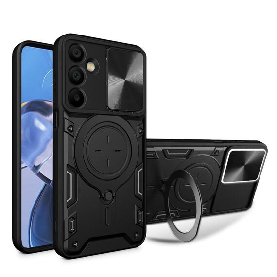 Per Samsung Galaxy A16 5G CD Texture Custodia per telefono con supporto magnetico scorrevole Camshield (nero)