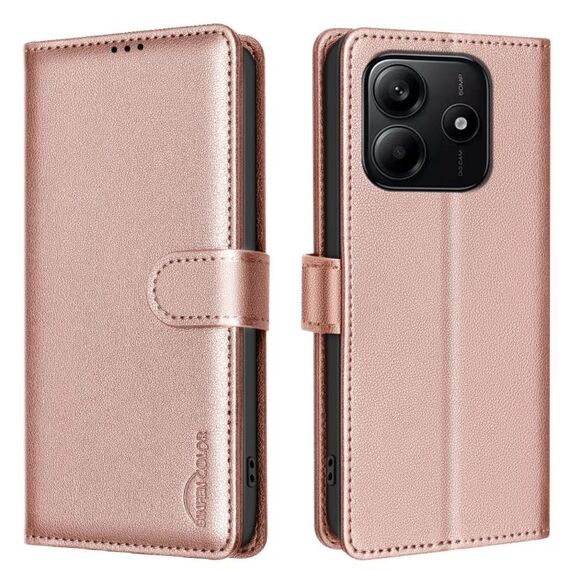 Per Redmi Note 14 4G Custodia in pelle antifurto con texture Litchi RFID (oro)