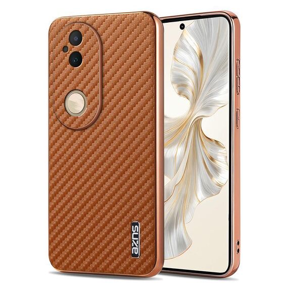 Per vivo S20 AZNS Custodia per telefono con trama in fibra di carbonio con bordo elettrolitico (marrone)