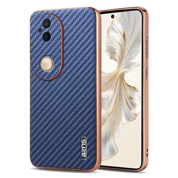 Per vivo S20 AZNS Custodia per telefono con trama in fibra di carbonio con bordo elettrolitico (blu)