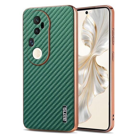 Per vivo S20 Pro AZNS Custodia per telefono con trama in fibra di carbonio con bordo elettrolitico (verde)
