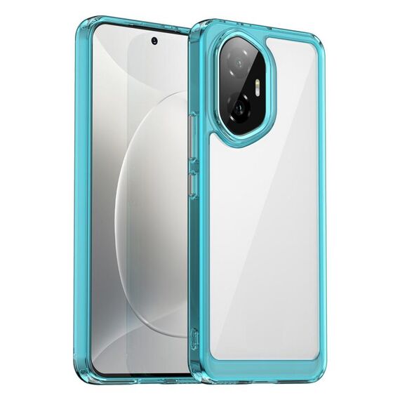 Custodia per telefono in TPU ibrida acrilica serie Colorful per Honor 300 (blu trasparente)