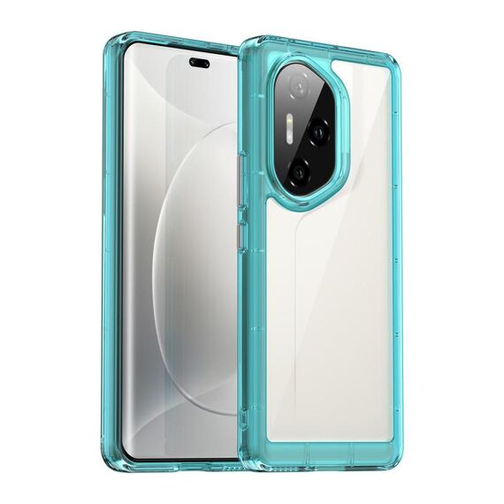 Custodia per telefono in TPU ibrida acrilica serie colorata per Honor 300 Pro (blu trasparente)
