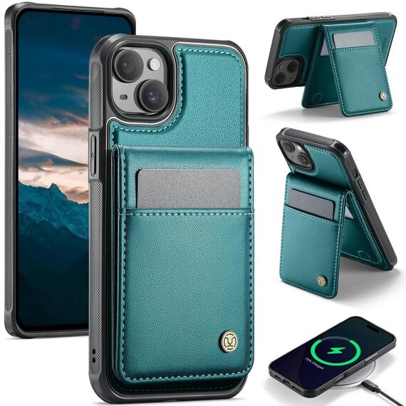Per iPhone 13 JEEHOOD J06 British Style RFID MagSafe Card Bag PU Custodia per telefono (verde)