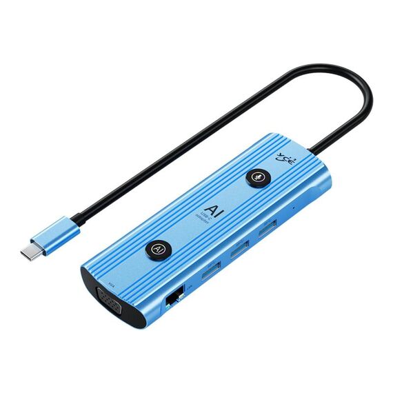 YCE V172 12 in 1 USB-C / Type-C HUB Adattatore AI Docking Station (Blu)