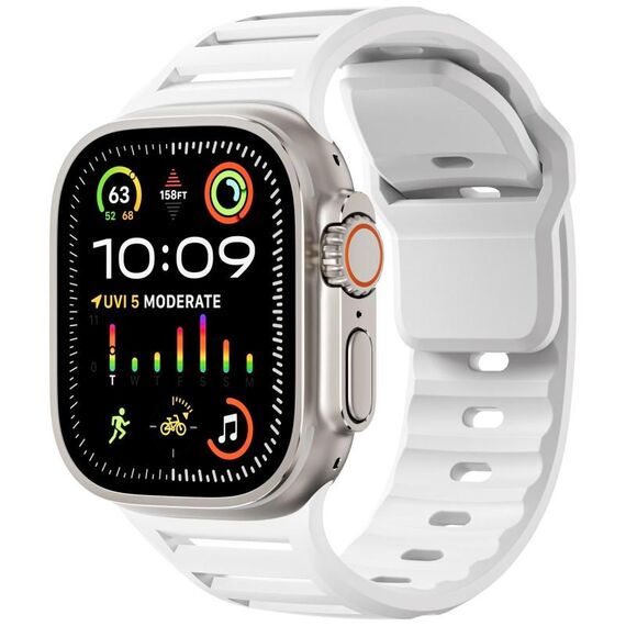Per Apple Watch 46mm / 49mm / 45mm / 44mm Cinturino per orologio in silicone multiforo bicolore con un solo chiodo (bianco)