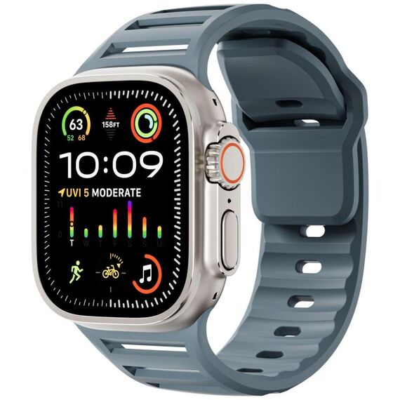 Per Apple Watch 46mm / 49mm / 45mm / 44mm Cinturino per orologio in silicone multiforo bicolore con un solo chiodo (blu oceano)