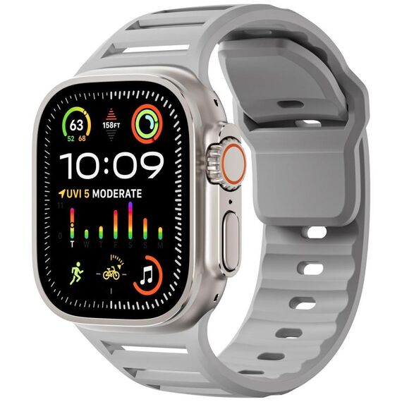 Per Apple Watch 46mm / 49mm / 45mm / 44mm Cinturino per orologio in silicone multiforo bicolore con un solo chiodo (grigio)
