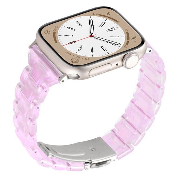 Per Apple Watch 46mm / 49mm / 45mm / 44mm Cinturino per orologio in resina a tre perle con rombi a vita piccola (rosa sfumato)