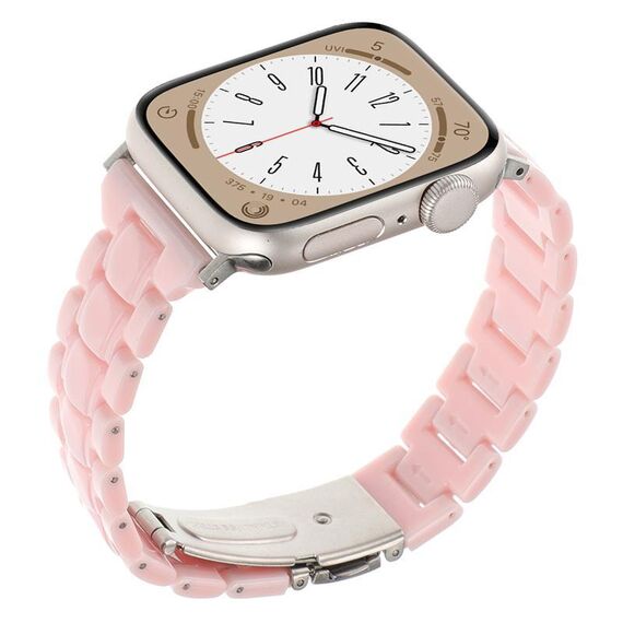 Per Apple Watch 46mm / 49mm / 45mm / 44mm Cinturino per orologio in resina a tre perle con rombi a vita piccola (rosa)