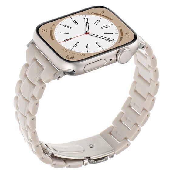 Per Apple Watch 42mm / 41mm / 40mm / 38mm Cinturino per orologio in resina a tre perle con rombi a vita piccola (tè al latte)