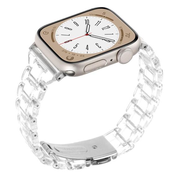 Per Apple Watch 42mm / 41mm / 40mm / 38mm Cinturino per orologio in resina a tre perle con rombi a vita piccola (trasparente)