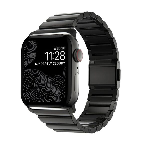 Per Apple Watch 46mm / 49mm / 45mm / 44mm Cinturino per orologio in acciaio inossidabile con chiusura Norman Clasp One-Bead (nero)