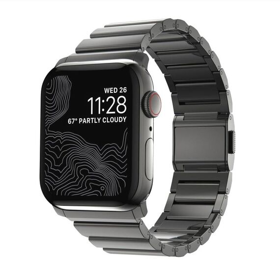 Per Apple Watch 46mm / 49mm / 45mm / 44mm Cinturino per orologio in acciaio inossidabile con chiusura Norman Clasp One-Bead (color stagno)
