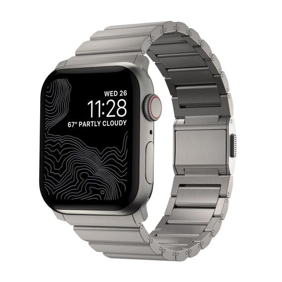 Per Apple Watch 46mm / 49mm / 45mm / 44mm Cinturino per orologio in acciaio inossidabile con chiusura Norman Clasp One-Bead (titanio)