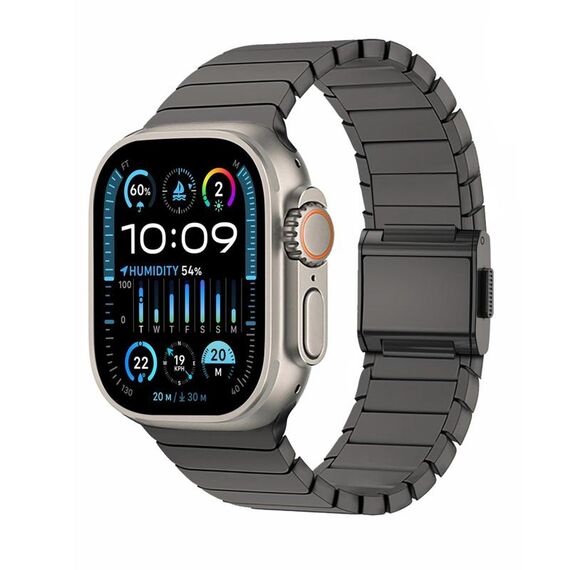 Per Apple Watch 46mm / 49mm / 45mm / 44mm Cinturino per orologio Bamboo Norman Buckle in titanio puro (grigio ardesia)