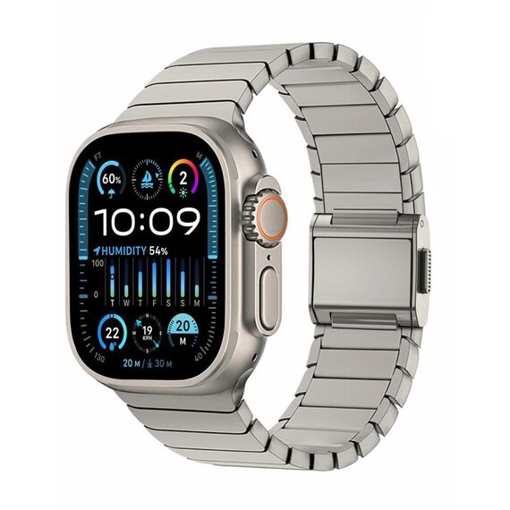 Per Apple Watch 46mm / 49mm / 45mm / 44mm Cinturino per orologio Bamboo Norman Buckle in titanio puro (titanio)