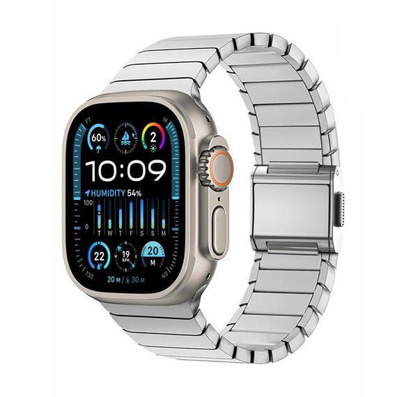 Per Apple Watch 46mm / 49mm / 45mm / 44mm Cinturino per orologio Bamboo Norman Buckle in titanio puro (argento)
