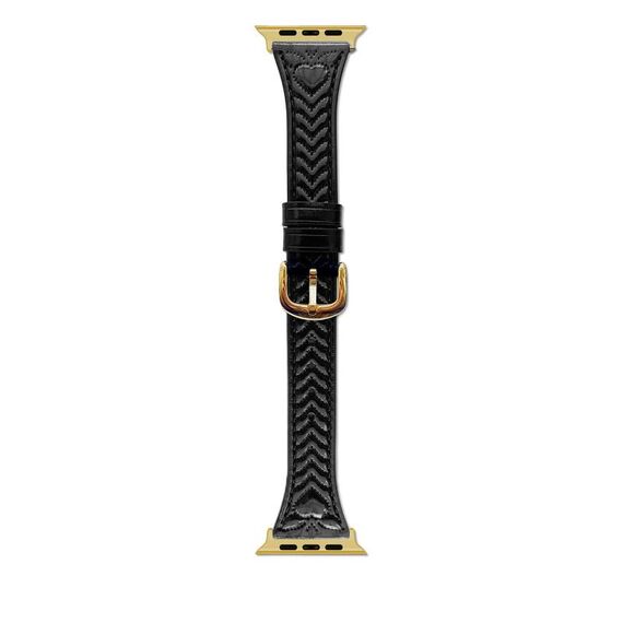 Per Apple Watch 46mm / 49mm / 45mm / 44mm Cinturino in pelle goffrata a forma di cuore (nero)