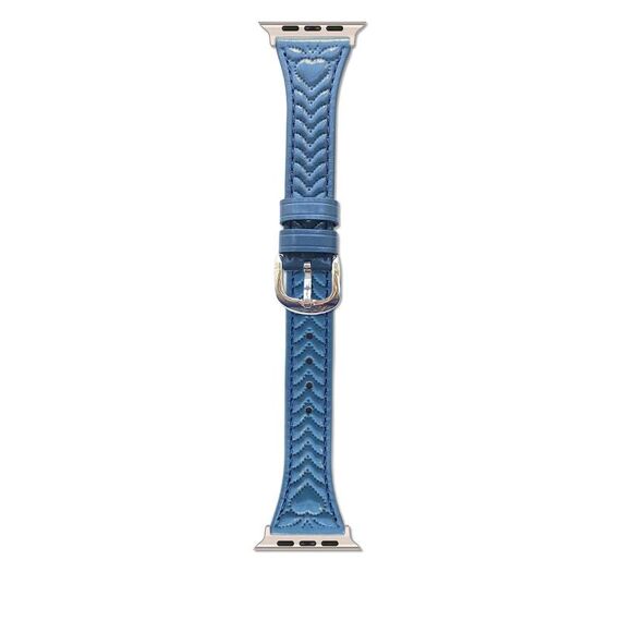 Per Apple Watch 46mm / 49mm / 45mm / 44mm Cinturino in pelle goffrata a forma di cuore (blu crisantemo)