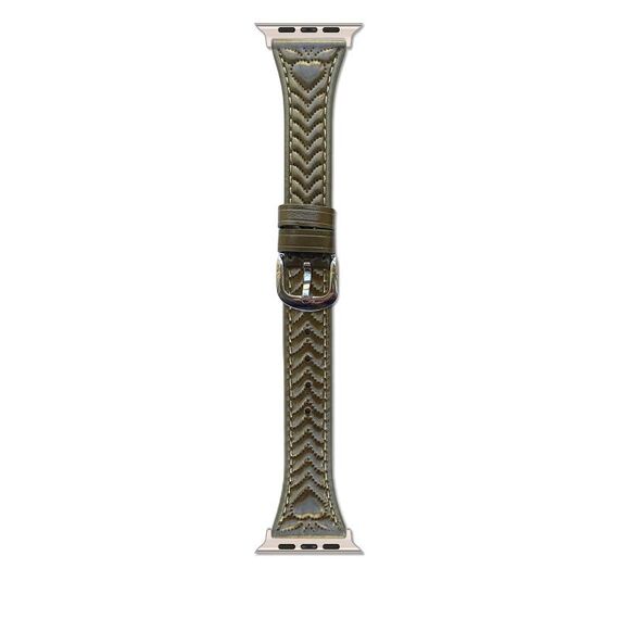 Per Apple Watch 42mm / 41mm / 40mm / 38mm Cinturino in pelle goffrata a forma di cuore (verde vintage)