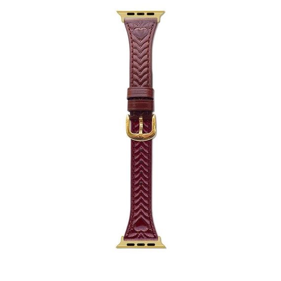Per Apple Watch 42mm / 41mm / 40mm / 38mm Cinturino in pelle goffrata a forma di cuore (rosso vino)
