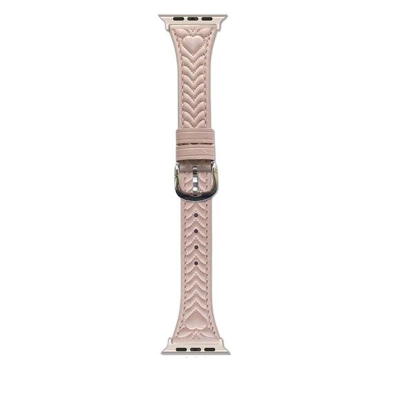 Per Apple Watch 42mm / 41mm / 40mm / 38mm Cinturino in pelle goffrata a forma di cuore (rosa femminile)