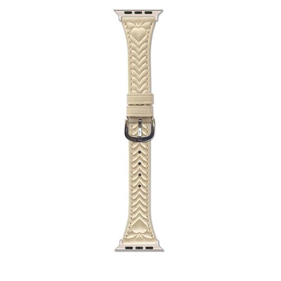 Per Apple Watch 42mm / 41mm / 40mm / 38mm Cinturino in pelle goffrata a forma di cuore (albicocca)