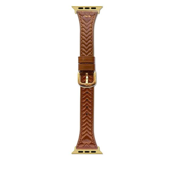 Per Apple Watch 42mm / 41mm / 40mm / 38mm Cinturino in pelle goffrata a forma di cuore (marrone)