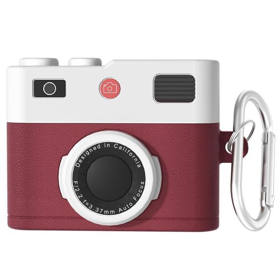 Per AirPods Pro / Pro 2 Auricolare Silicone Retro Camera Design Custodia Protettiva (Viola Rosso)