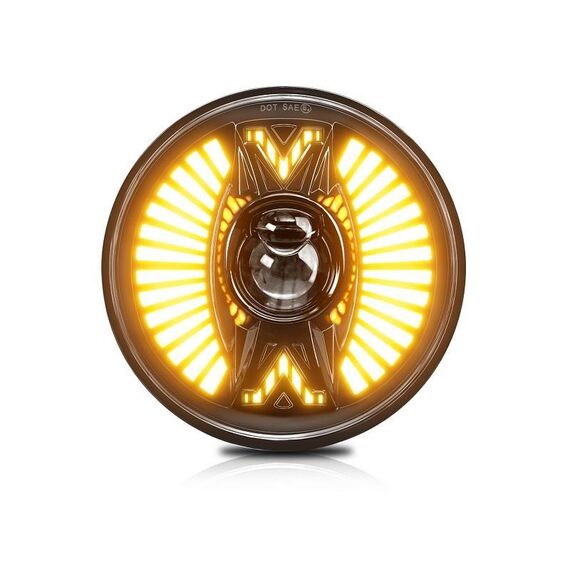 Lente rotonda da 7 pollici con fari Angel Eye a forma di ventaglio tangente (H4)