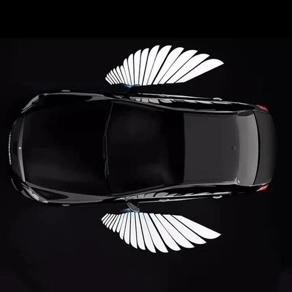 2 pezzi/set luce di benvenuto con motivo a ali d'angelo universale per tappeti auto