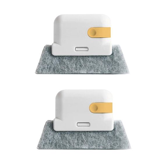 2 pezzi Spazzola per fessure per finestre portatile multifunzionale per uso domestico 2 in 1 Strumento per la pulizia delle scanalature (giallo)